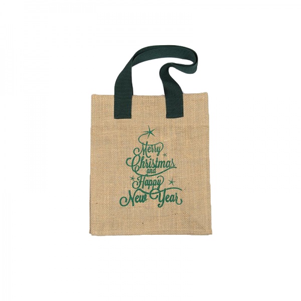 Сумка для подарков джутовая S (Green) Takasumka 