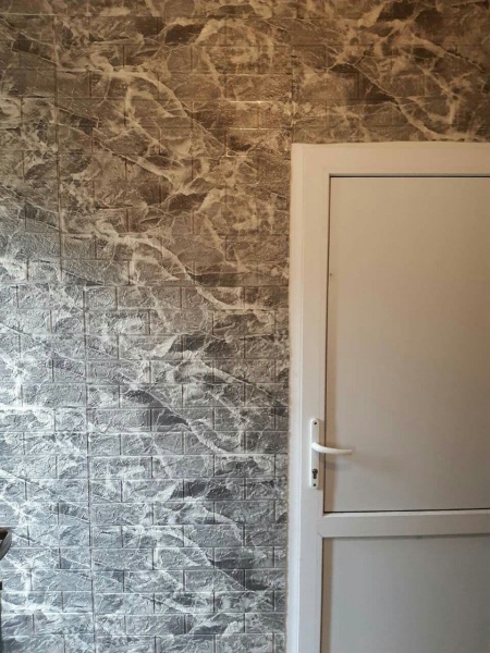 3D-панель з ПВХ самоклеюча мармур чорна 700х770х3 мм 