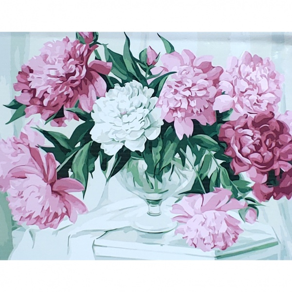 Раскраска по номерам Strateg Роскошные пионы 40х50 см GS057