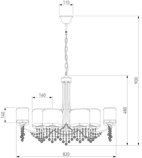 Люстра подвесная Strotskis Cornella 8x40 Вт E14 хром 10084/8 