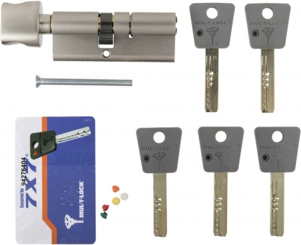 Цилиндр Mul-T-Lock 7х7 35x45 ключ-вороток 80 мм никель