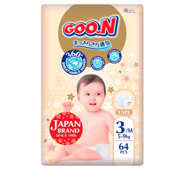 Підгузки Goo.N Premium Soft для дітей M 5-9 кг 64 шт.
