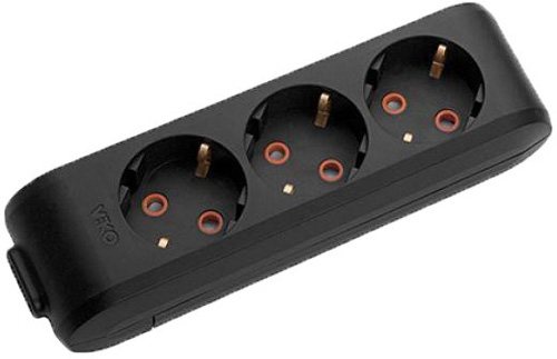 Колодка 16 А 230 В с заземлением 3 гн. черный 90134300 