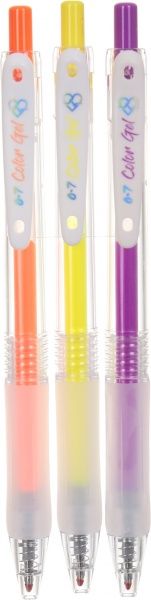 Набор ручек флуоресцентные гелевые оранжевая + желтая + фиолетовая 3 шт. 