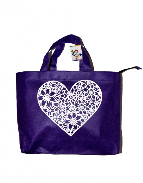 Сумка-шоппер 4PROFI на молнии Сердце фиолетовый 