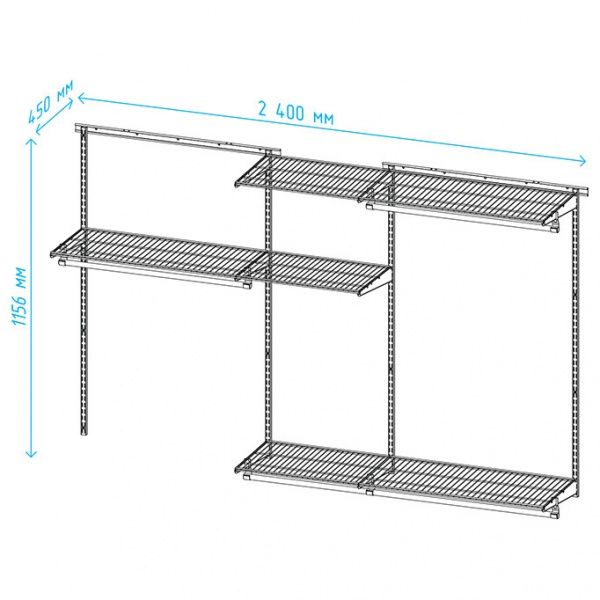 Гардеробная система Larvij с полками 400 мм белый