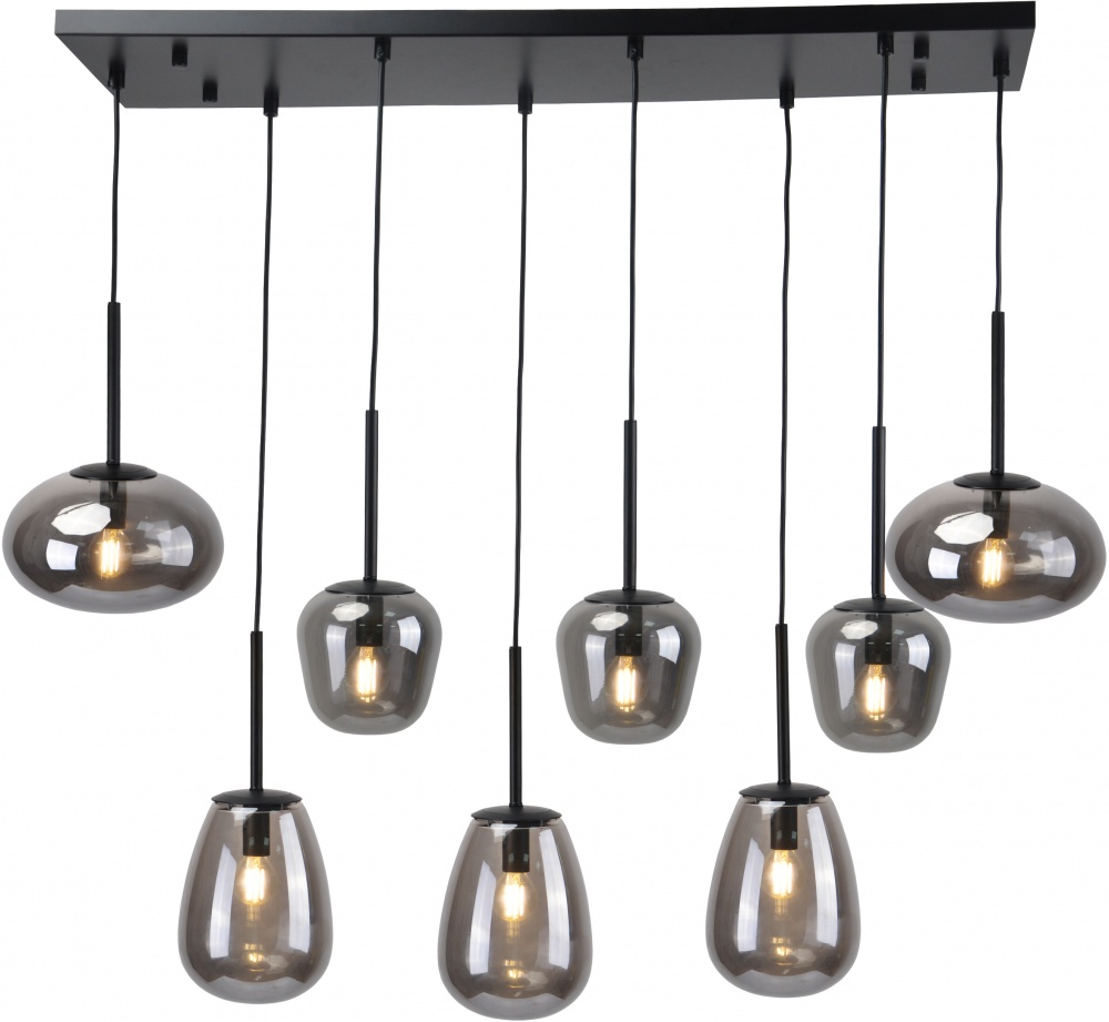 Світильник підвісний Sensio Hollywood 8x40 Вт E14 чорний/димчастий ALB-P00360-SM-E