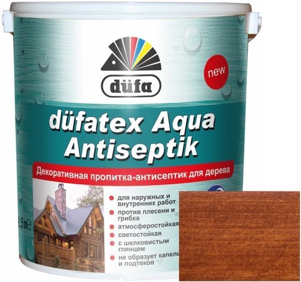 Просочувач Dufa dufatex Aqua Antiseptik каштан шовковистий глянець 2,5 л