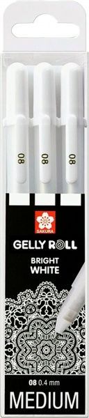 Набор ручек гелевых Sakura BASIC MEDIUM 08 белая 3 штуки POXPGBWH3 