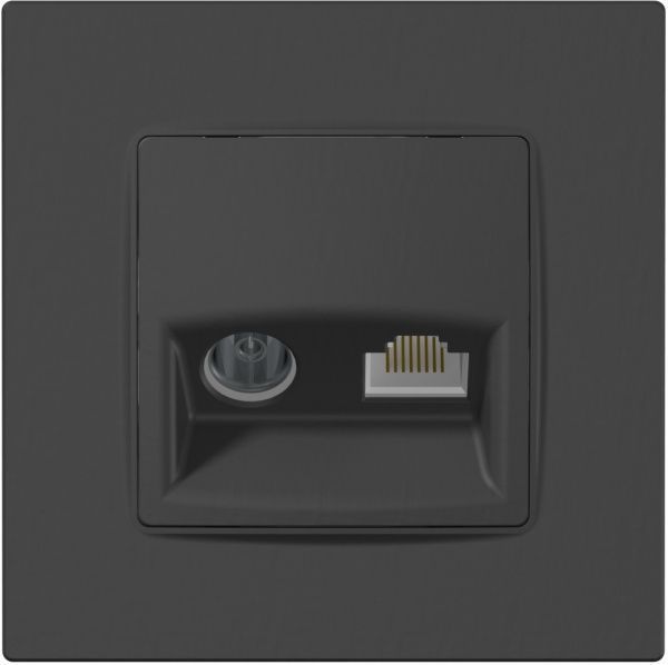 Розетка TV+RJ45 оконечная двойная Plank Electrotechnic Classic/Nordic антрацит PLK0911241