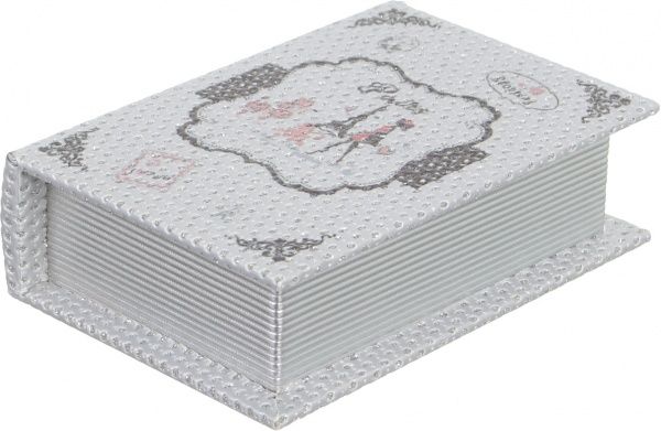 Шкатулка-книга Прованс 16х11х4,5 см серо-серебристая