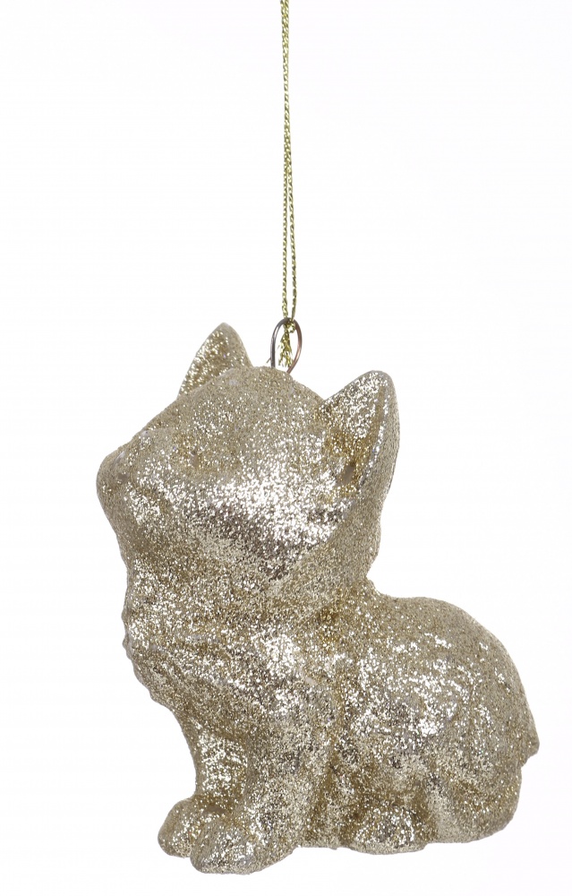 Подвеска Котик 3Д золотистая присыпка 10 см золотистый