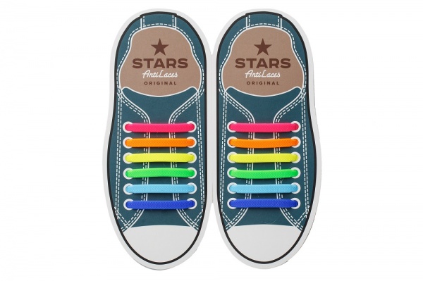 Шнурки силиконовые AntiLaces Stars 56,5 мм 12 шт. разноцветный