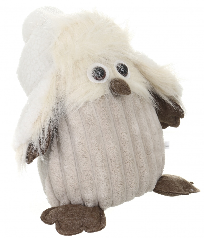 Декорация новогодняя сова в шапке-ушанке бежевая 26 см LF2233059