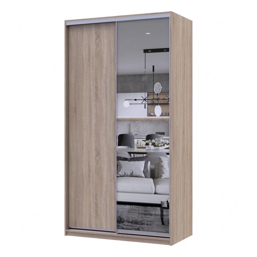 Шафа-купе Сіті Лайт Doros дзеркалоДСП 1,2 м 1200x600x2250 мм дуб сонома двері ДСП/дзеркало