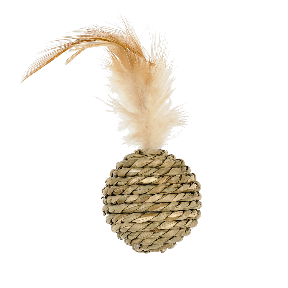 Игрушка для котов AnimAll Fun Мячик с перьями 15 см