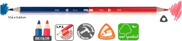 Олівець двоколірний трикутний синьо-червоний блістер 1 шт. Milan
