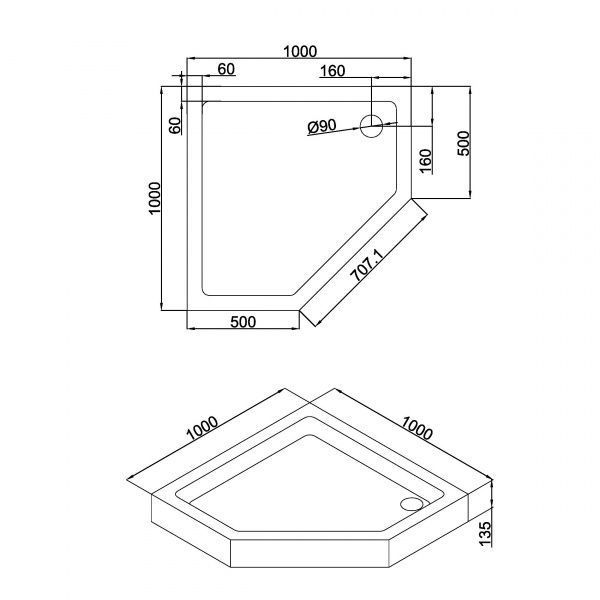 Поддон акриловый Imprese TRP1010 100х100х13,5 см