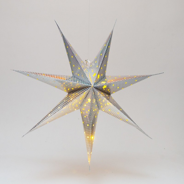 Украшение новогоднее с подсветкой в форме звезды на 10 led ламп 60 см серебро ACS202010