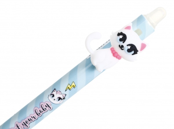 Ручка гелева напиши-зітри миле кошеня фіолетова 