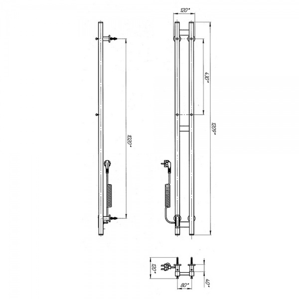 Рушникосушарка електрична Laris Дует ЧФ3 80 х 1200 Е Л R3