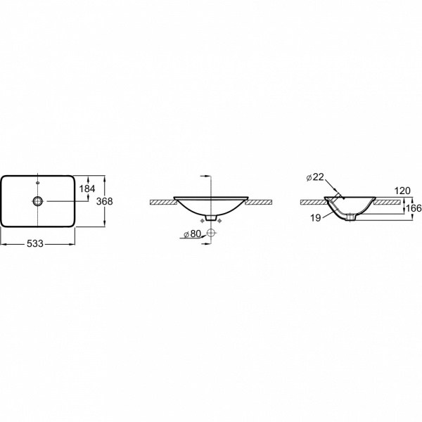 Умывальник Jacob Delafon Carillon 53x37 см E96117-00