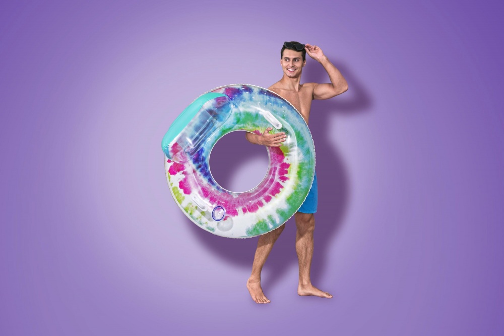 Круг надувной Bestway ø104 с подголовником и ручками Tie dye