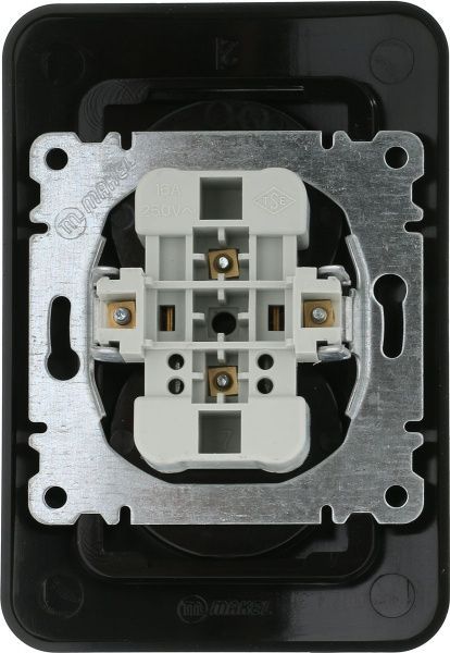 Розетка подвійна без заземлення Makel Lillium Natural без шторок без кришки чорний