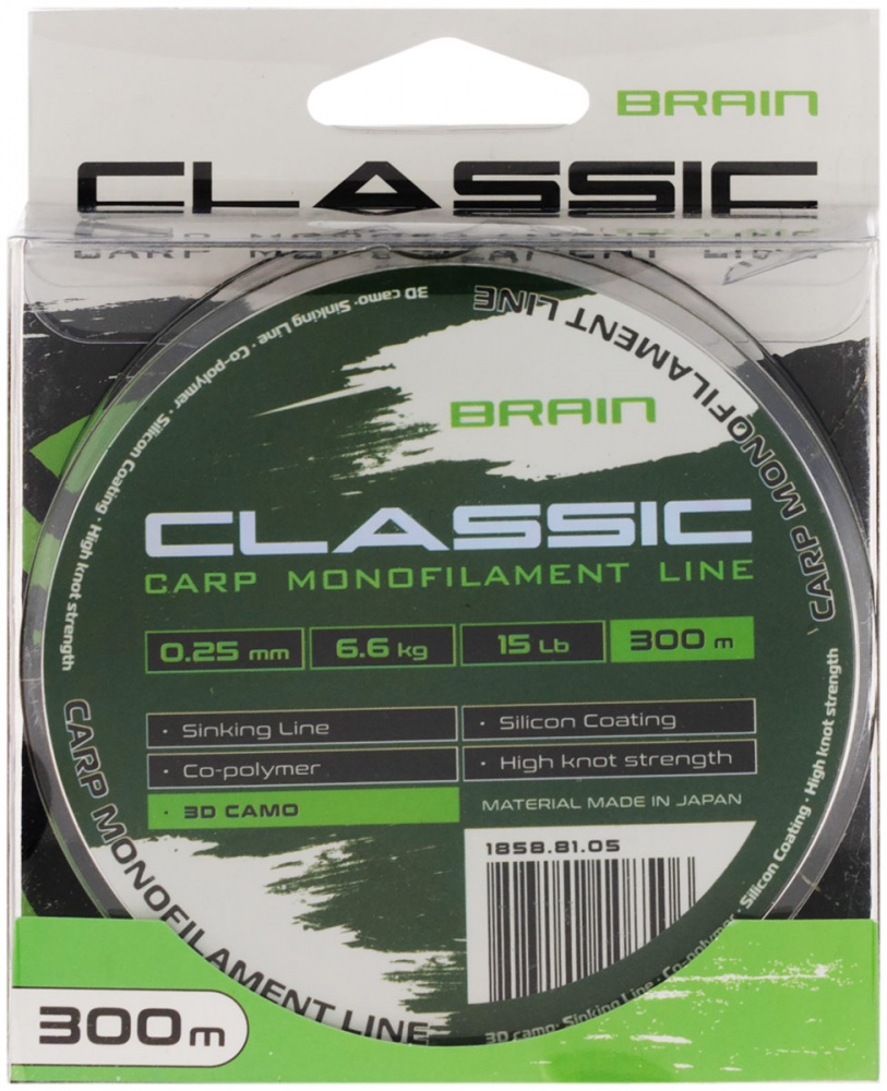 Леска Brain Classic Carp Line 3D (camo) 300 м 0,25 мм 6,6 кг