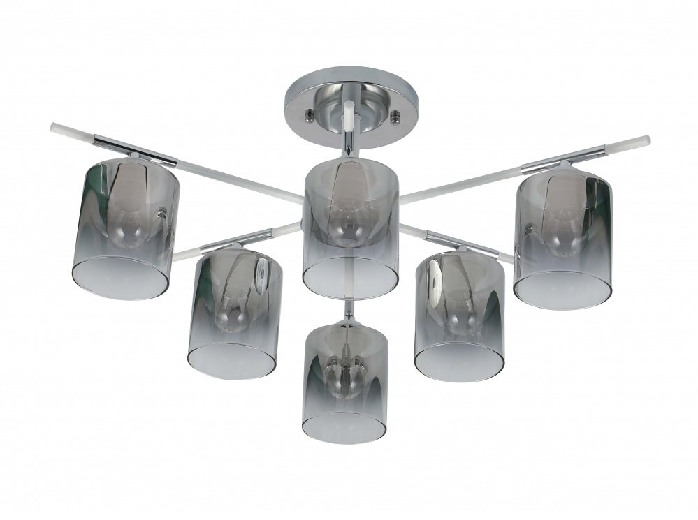 Люстра потолочная Sensio Lirra 6x40 Вт E27 хром/белый/дымчатый LS-07273/6S-E2740W