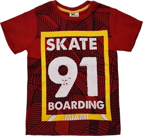 Футболка для хлопчика AKKU 9105 SKATE р.128 червоний 
