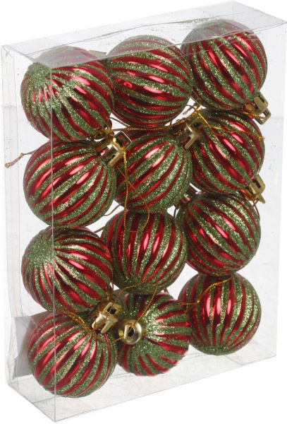 Набір ялинкових куль Арлекін колір в асортименті d 40 мм 12 шт./уп.