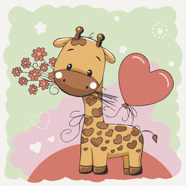 Картина по номерам Жирафик с цветами 15531-АС 30х30 см ArtCraft 