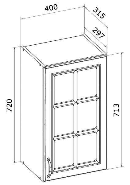 Шафа верхня ВТ МС Глорія В 40х72х31,5 см білий/дуб артізан Грейд