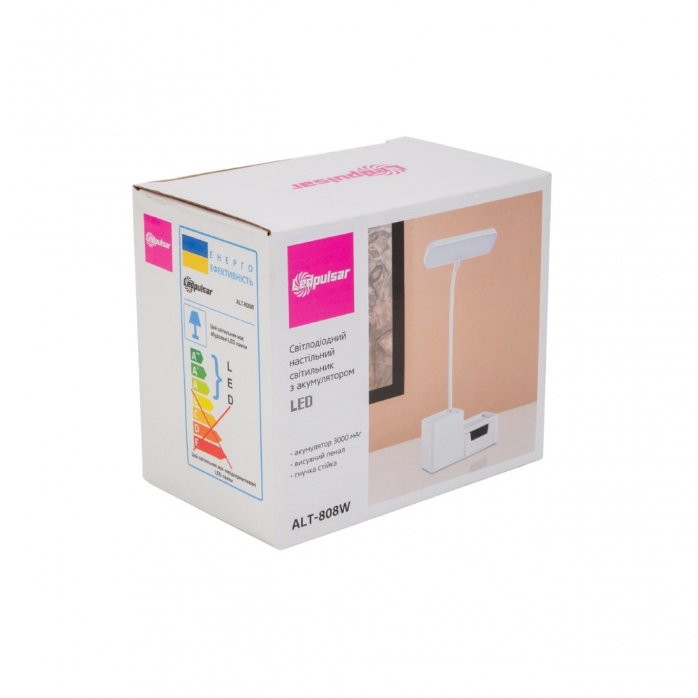 Настільна лампа акумуляторна LedPulsar 4 Вт без цоколя білий ALT-808W