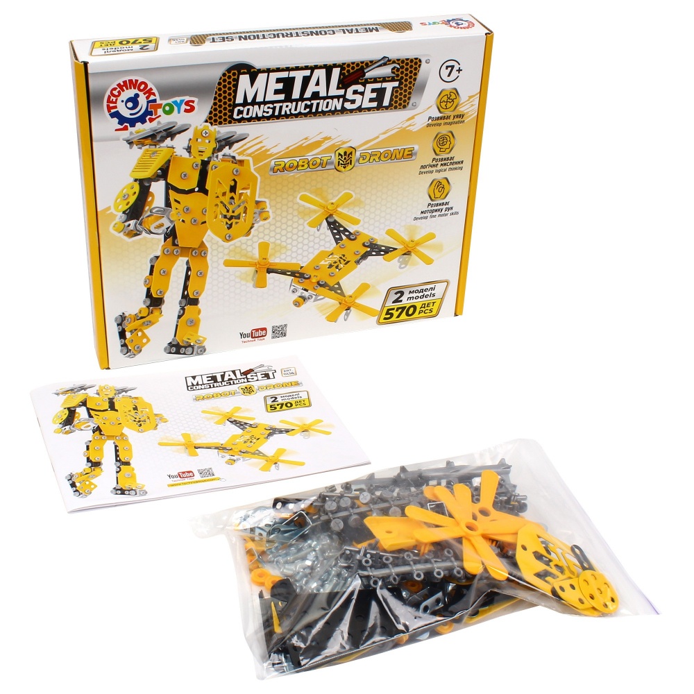 Конструктор металлический ТехноК Робот и дрон 0136