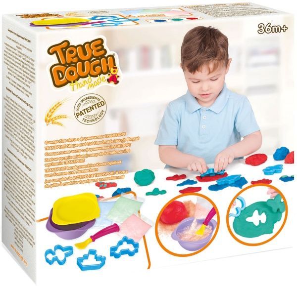 Набор для лепки TrueDough Самодельное тесто с формочками Транспорт