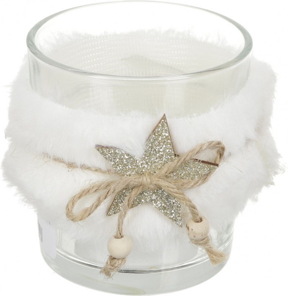 Подсвечник с искусственным мехом 73х73х80 мм