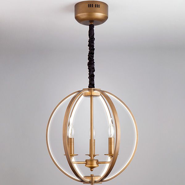 Люстра подвесная Strotskis Atlas пульт ДУ LED 28 Вт 3x60 Вт E14 золото 424/3 