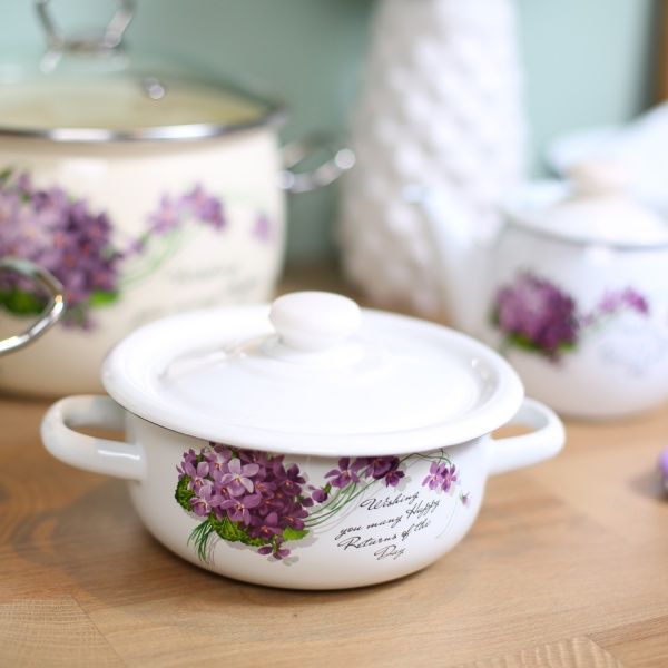 Каструля з кришкою емальована 1,5 л Віола Idilia