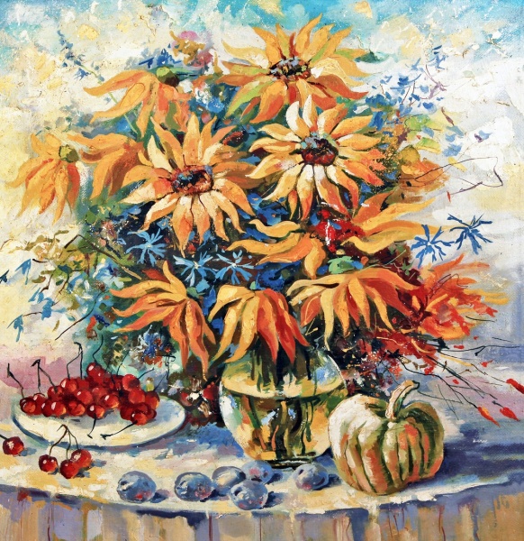 Репродукция Подсолнухи натюрморт 50x50 см Арт Фемелі 