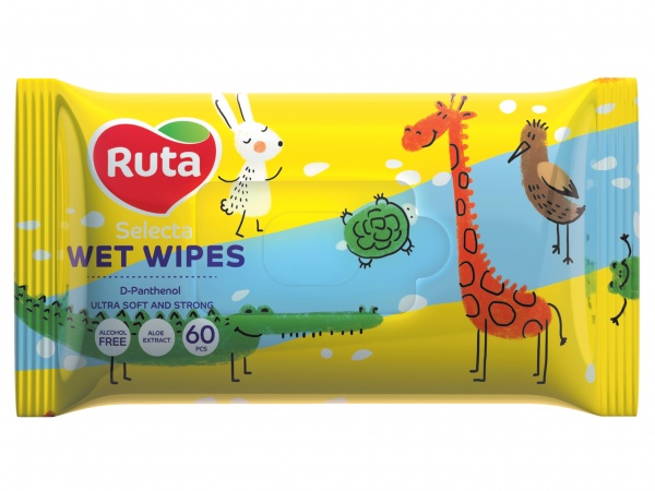 Влажные салфетки Ruta Selecta Веселые зверьки 60 шт.