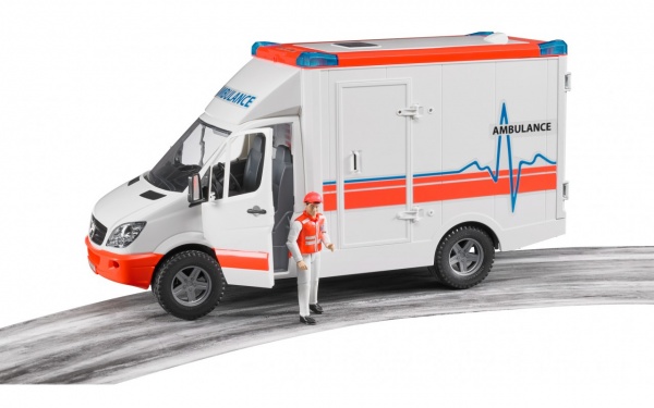 Машинка Bruder іграшкова - швидка допомога Мерседес Спринтер + фігурка водія 1:16