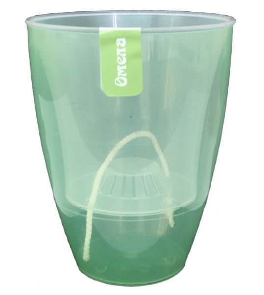 Горщик пластиковий Омела Самозволожуючий (2,3 літра) круглий прозорий зелений 