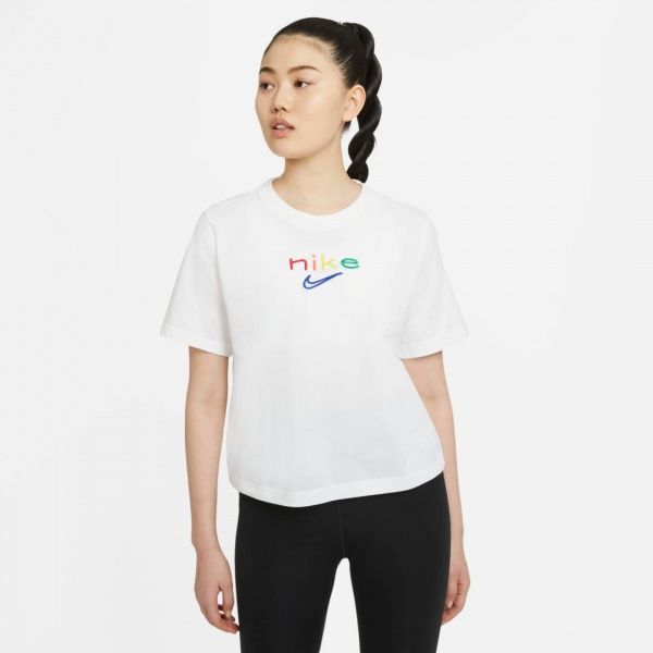 Футболка Nike W NK DRY TEE BOXY RAINBOW DD2848-100 р. XS білий