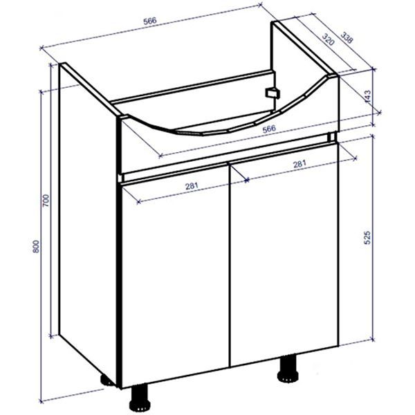 Тумба напольная Грейд Агата 60 бежевая под умывальник Cersania 60