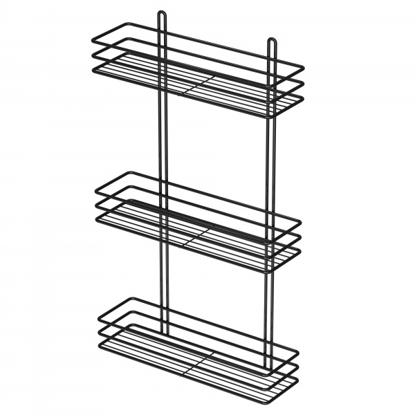Полка для ванной 3-ярусная 35 см черная 