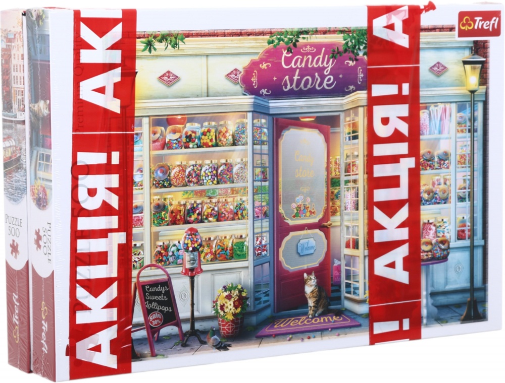 Набор пазлов Trefl (500 + 500 элементов) Амстердам (Голландия) и Кондитерская 37428/37407