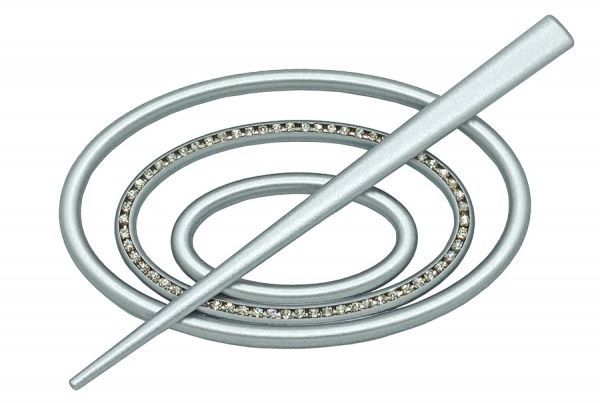 Заколка Овал 2 Элит 60х100 мм серебро В0022-4 MISLT