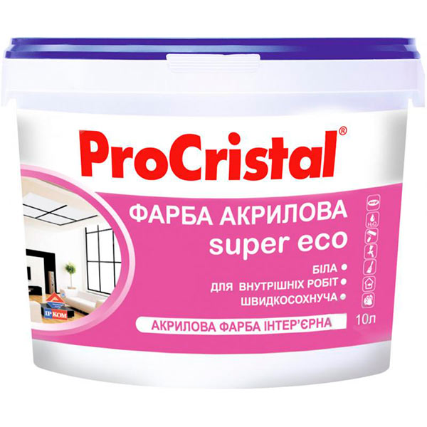 Краска акриловая ProCristal ИР-230 мат белый 10л
